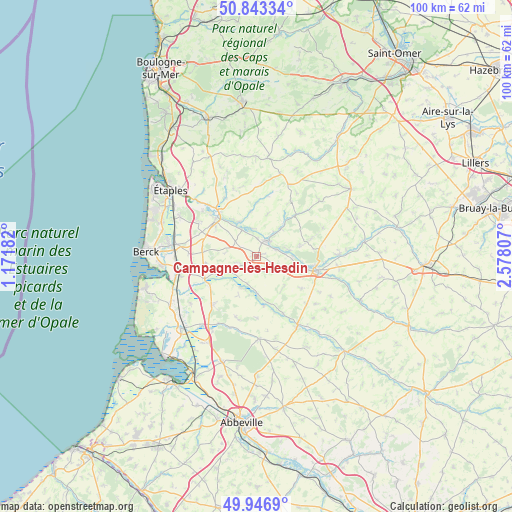 Campagne-lès-Hesdin on map