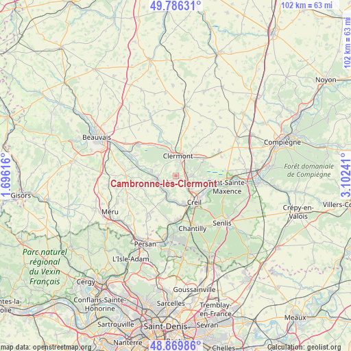 Cambronne-lès-Clermont on map