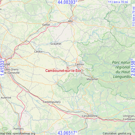 Cambounet-sur-le-Sor on map