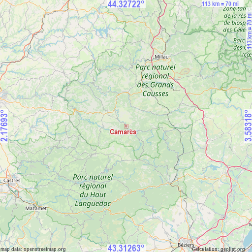 Camarès on map