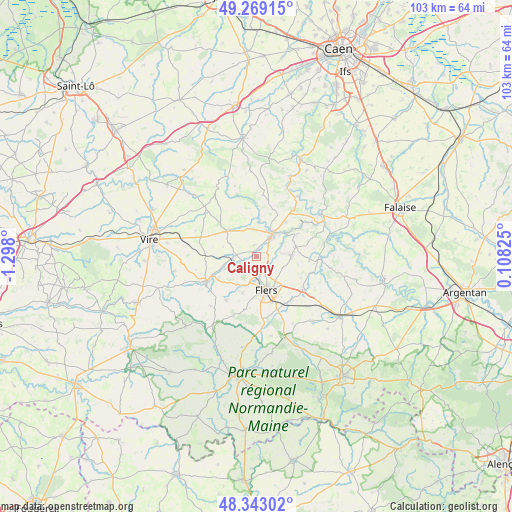 Caligny on map