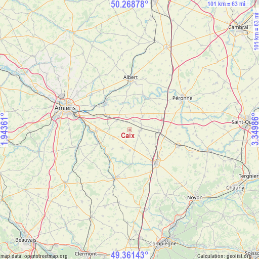 Caix on map