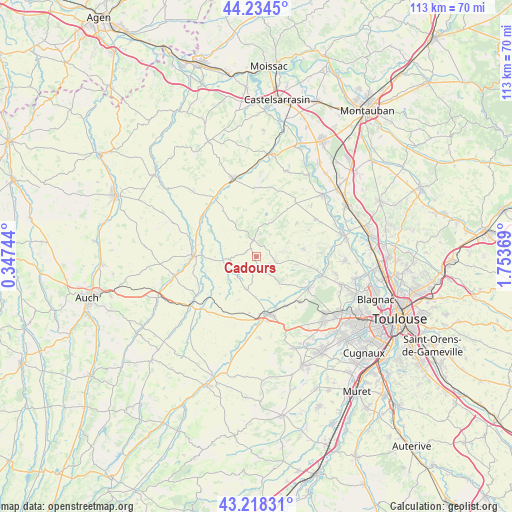 Cadours on map