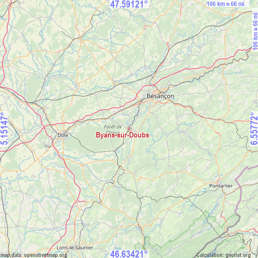 Byans-sur-Doubs on map