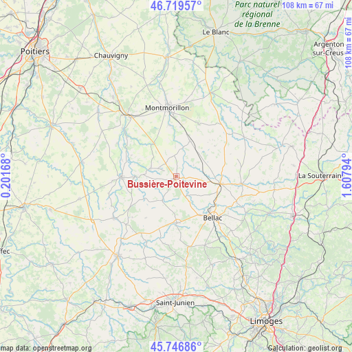 Bussière-Poitevine on map