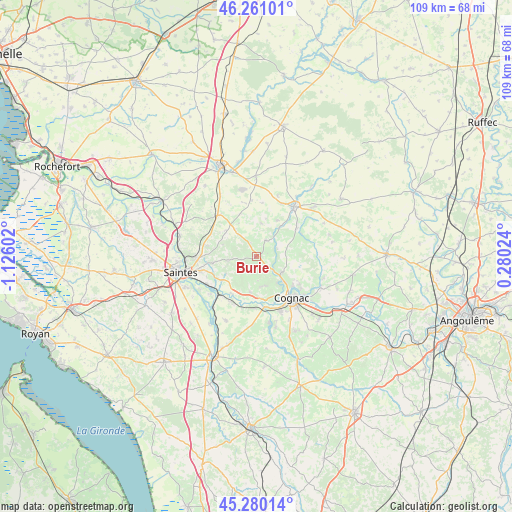 Burie on map