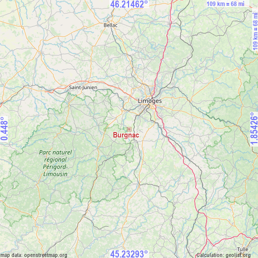 Burgnac on map