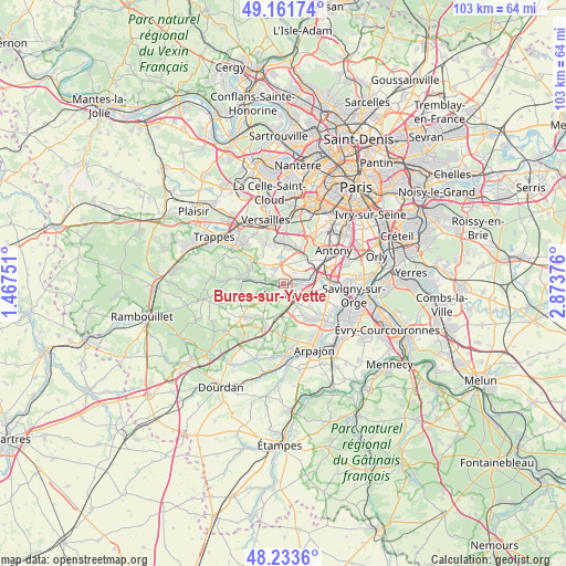 Bures-sur-Yvette on map