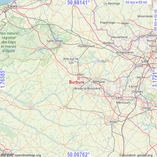 Burbure on map