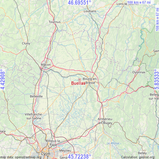 Buellas on map