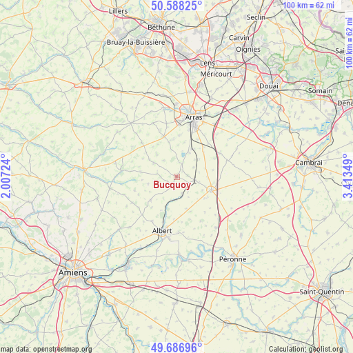 Bucquoy on map