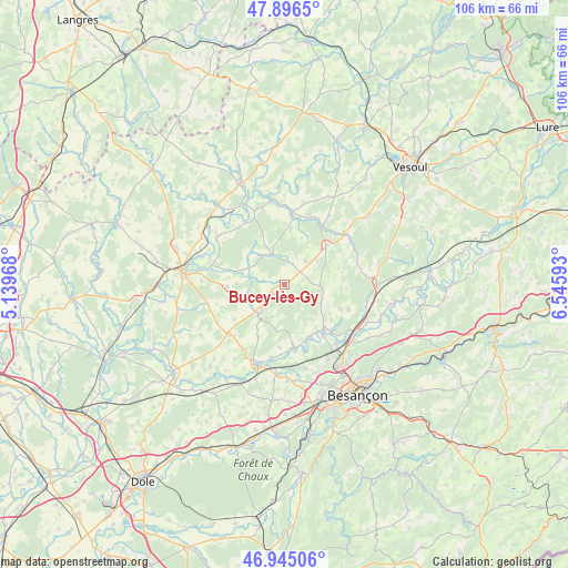 Bucey-lès-Gy on map