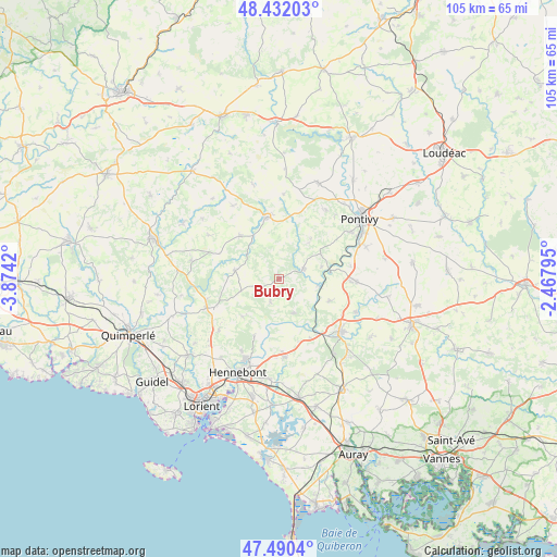 Bubry on map