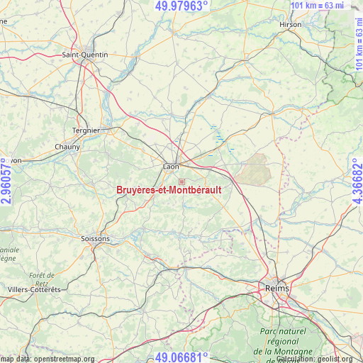 Bruyères-et-Montbérault on map