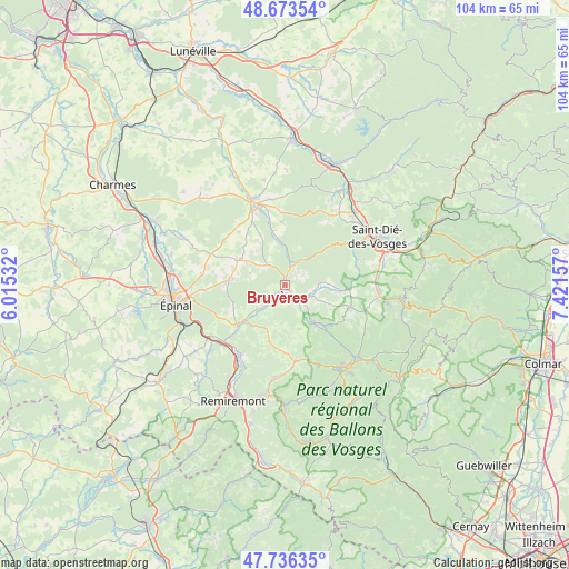 Bruyères on map