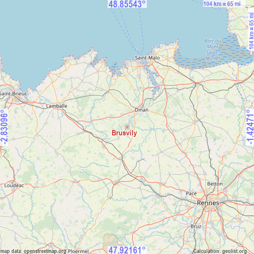 Brusvily on map