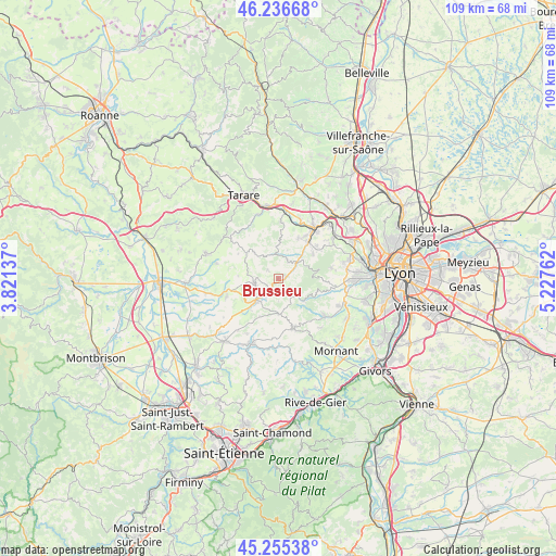 Brussieu on map