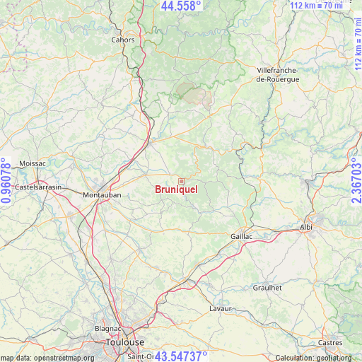 Bruniquel on map