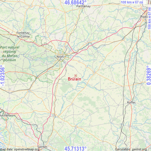 Brûlain on map