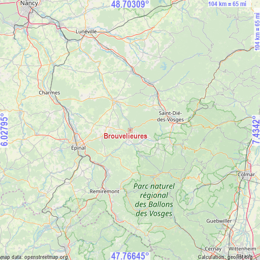 Brouvelieures on map