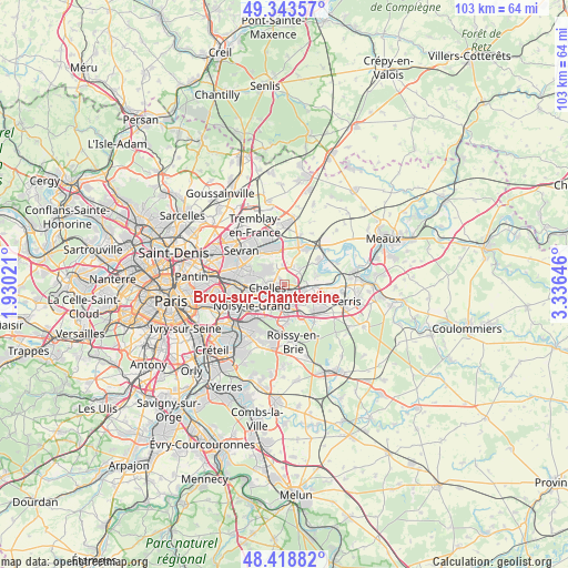 Brou-sur-Chantereine on map