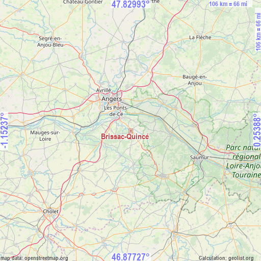 Brissac-Quincé on map