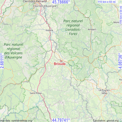 Brioude on map