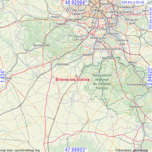 Brières-les-Scellés on map