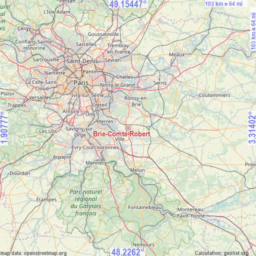 Brie-Comte-Robert on map