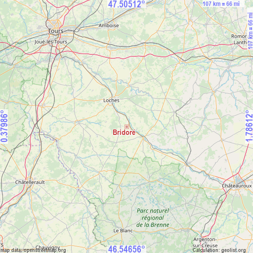 Bridoré on map