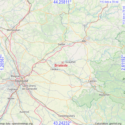 Briatexte on map