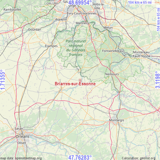 Briarres-sur-Essonne on map