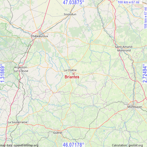 Briantes on map