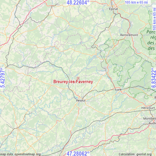 Breurey-lès-Faverney on map