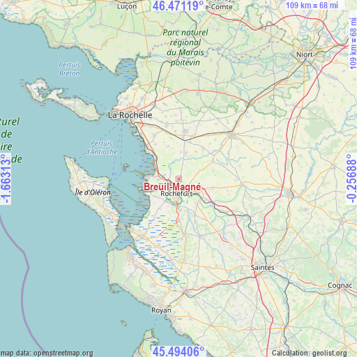 Breuil-Magné on map