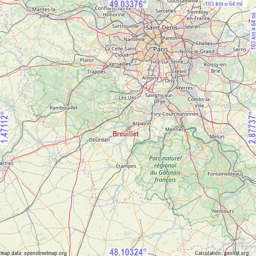 Breuillet on map