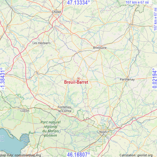 Breuil-Barret on map