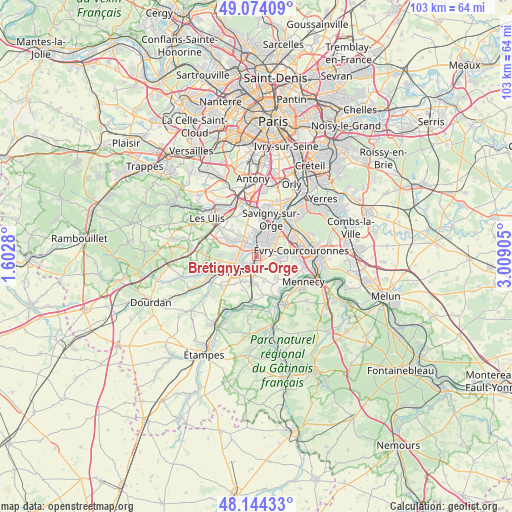 Brétigny-sur-Orge on map