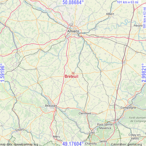 Breteuil on map