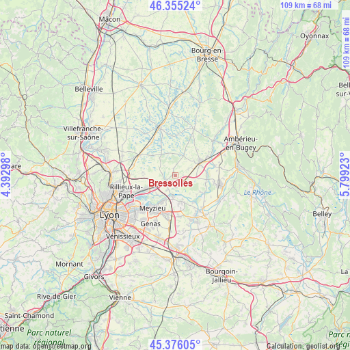 Bressolles on map