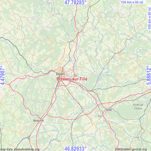 Bressey-sur-Tille on map