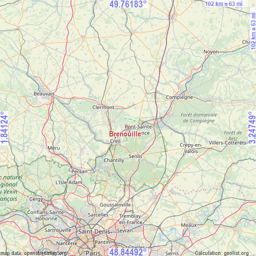 Brenouille on map