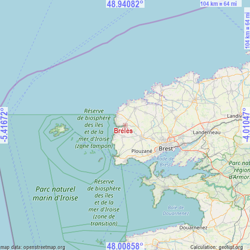 Brélès on map