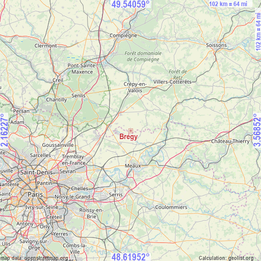 Brégy on map