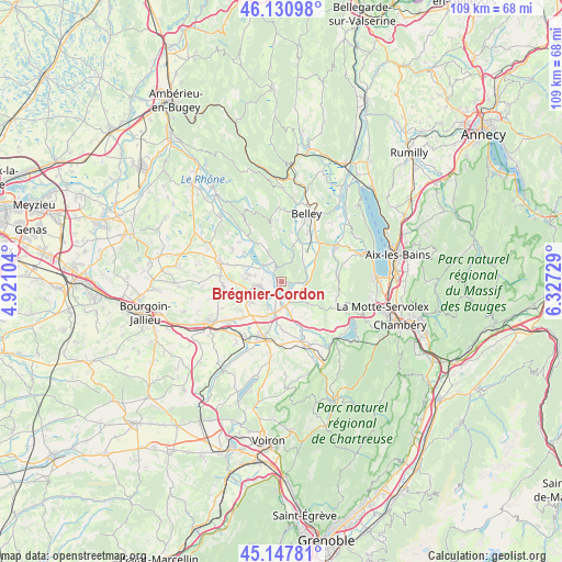 Brégnier-Cordon on map