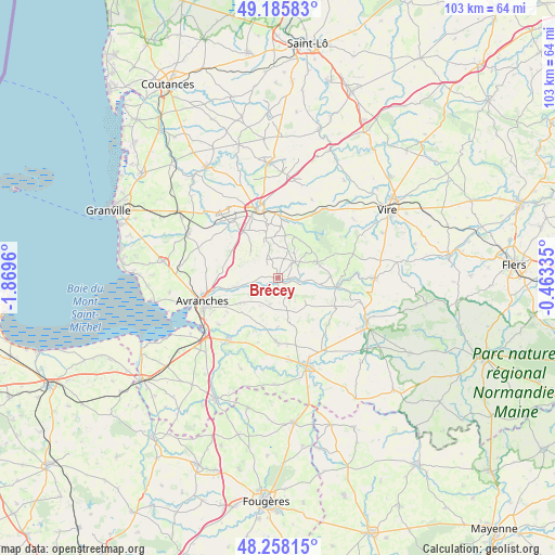 Brécey on map