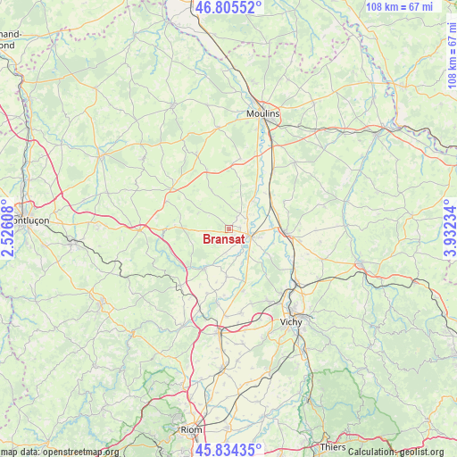 Bransat on map