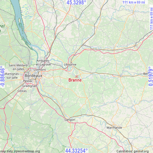 Branne on map