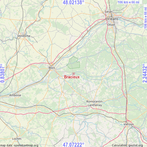 Bracieux on map