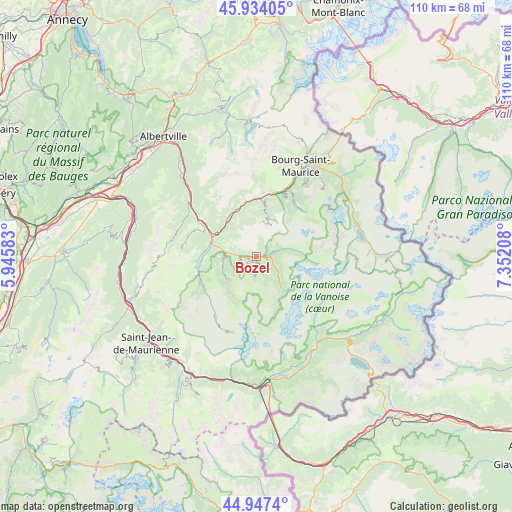 Bozel on map